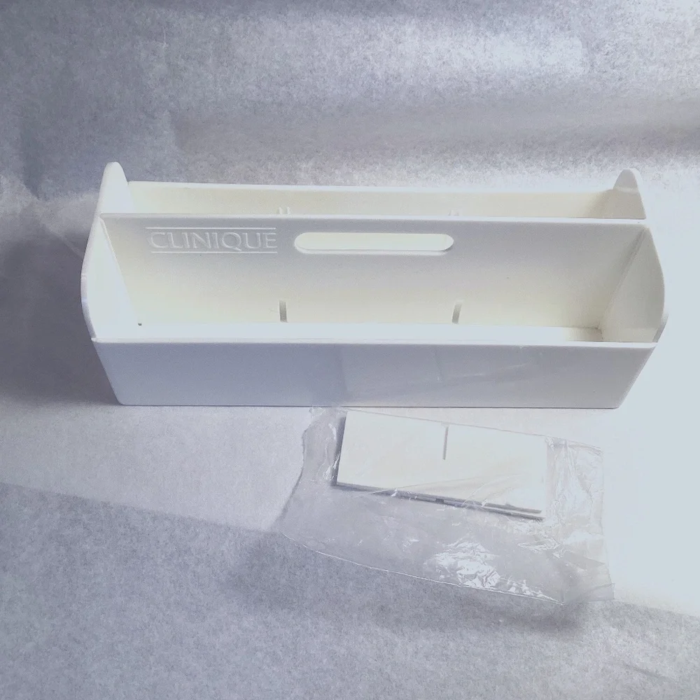 Vintage Clinique White Portable Makeup Caddy Tray Vanity Organizer Storage EUC